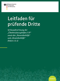 Cover der Publikation Schlussabrechnung der „Überbrückungshilfen I-III“ sowie der „Novemberhilfe“ und „Dezemberhilfe“ (Paket 1) Cover der Publikation Schlussabrechnung der „Überbrückungshilfen I-III“ sowie der „Novemberhilfe“ und „Dezemberhilfe“ (Paket 1)
